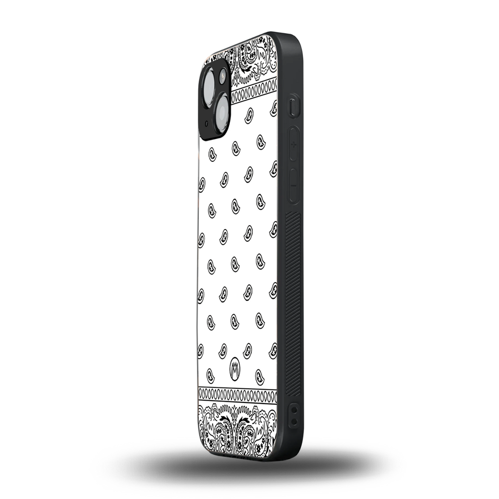 paisley white back phone cover | glass case for iphone 15