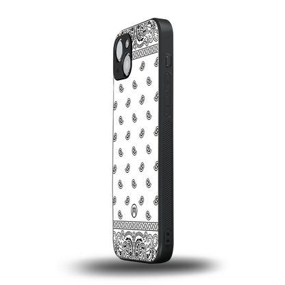 paisley white back phone cover | glass case for iphone 15