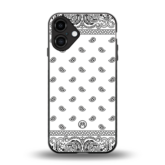 paisley white back phone cover | glass case for iphone 16 plus