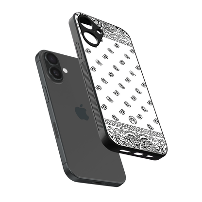 paisley white back phone cover | glass case for iphone 16 plus