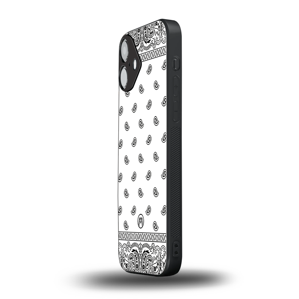 paisley white back phone cover | glass case for iphone 16 plus