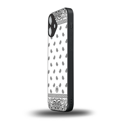 paisley white back phone cover | glass case for iphone 16 plus