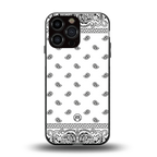 paisley white back phone cover | glass case for iphone 16 pro max