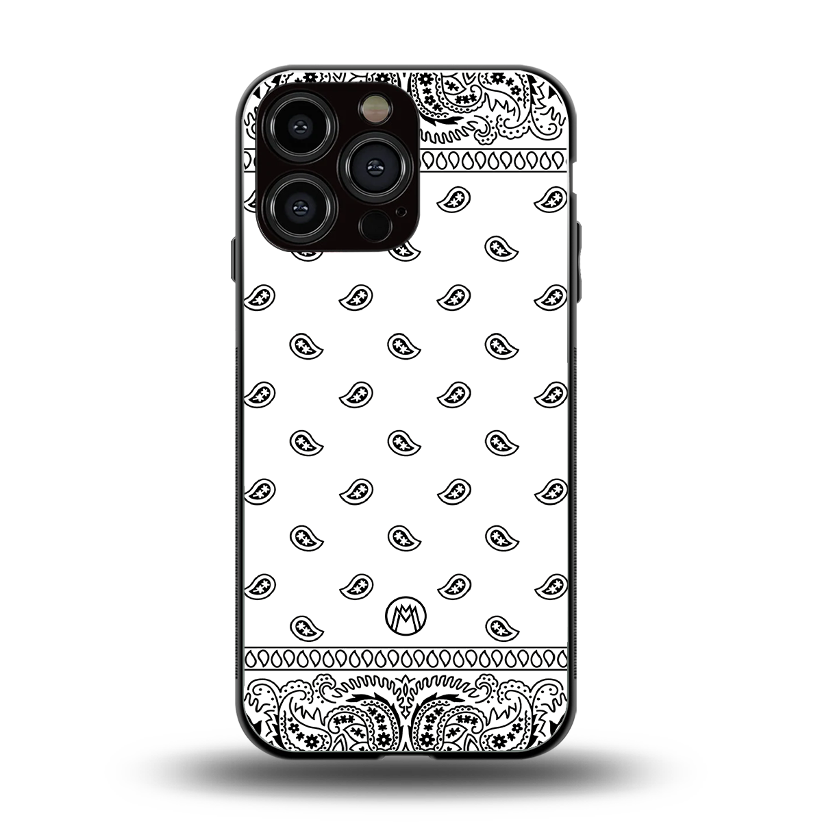 paisley white back phone cover | glass case for iphone 16 pro max