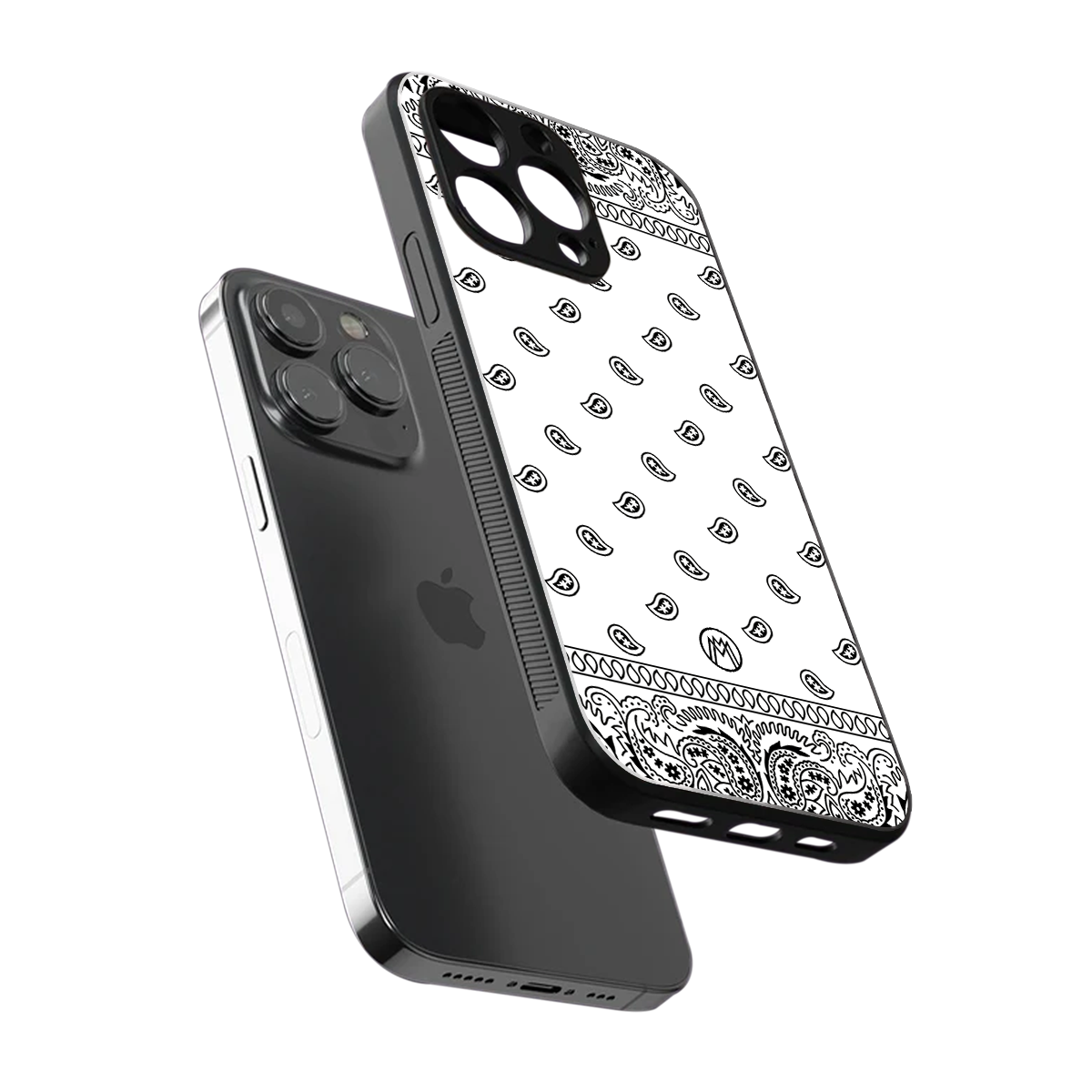 paisley white back phone cover | glass case for iphone 16 pro max