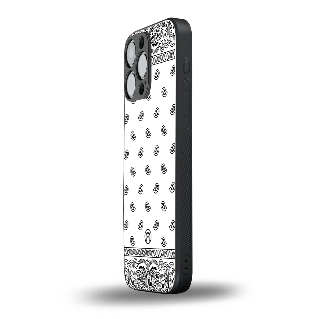 paisley white back phone cover | glass case for iphone 16 pro max