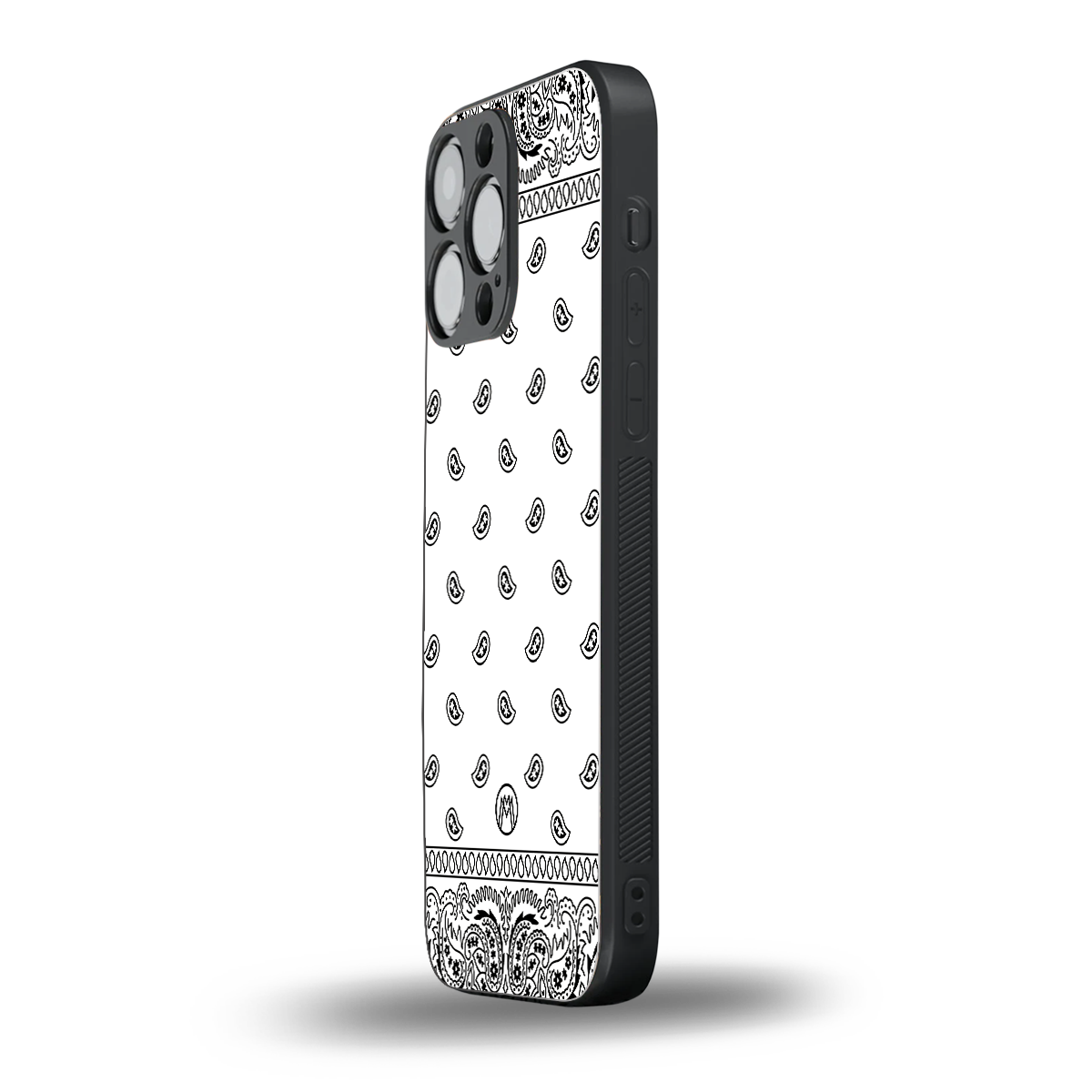 paisley white back phone cover | glass case for iphone 16 pro max