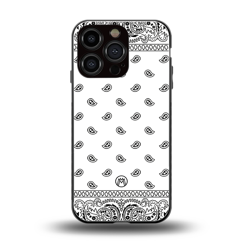 paisley white back phone cover | glass case for iphone 16 pro