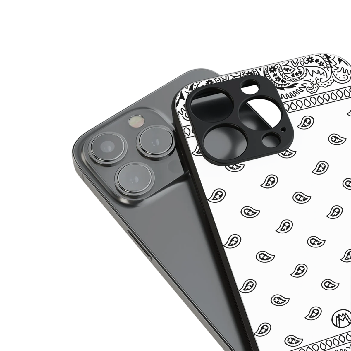 paisley white back phone cover | glass case for iphone 16 pro