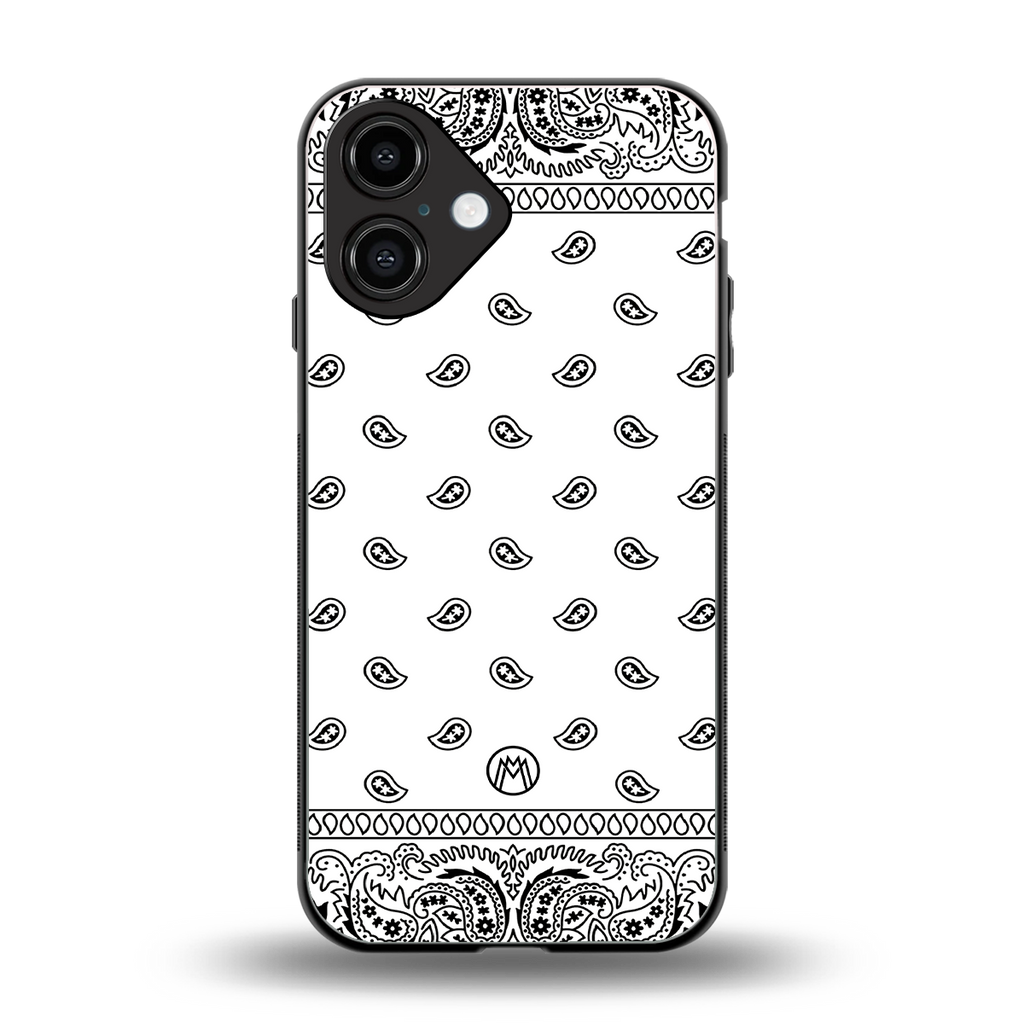 paisley white back phone cover | glass case for iphone 16