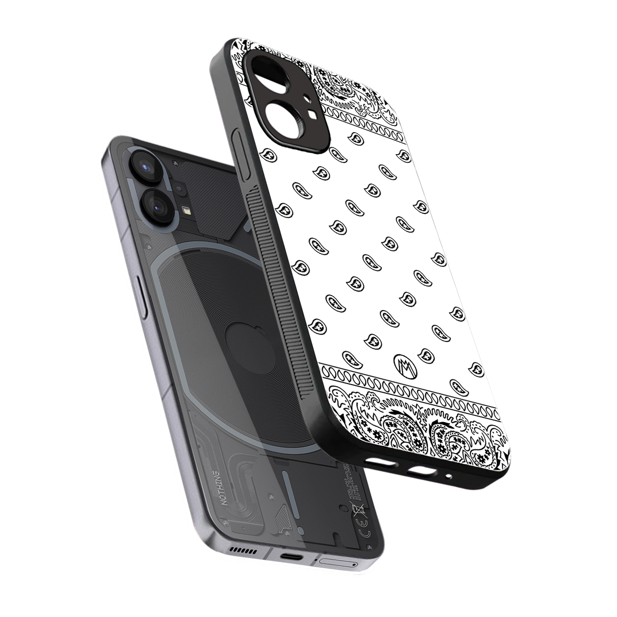 paisley white back phone cover | glass case for nothing phone 1