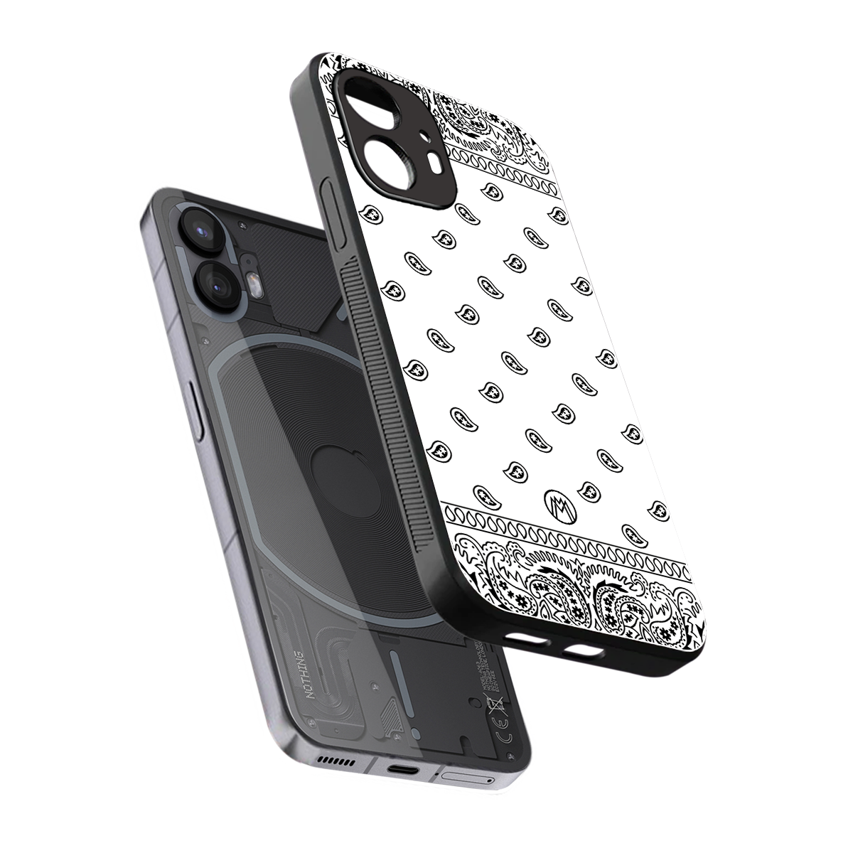 paisley white back phone cover | glass case for nothing phone 2
