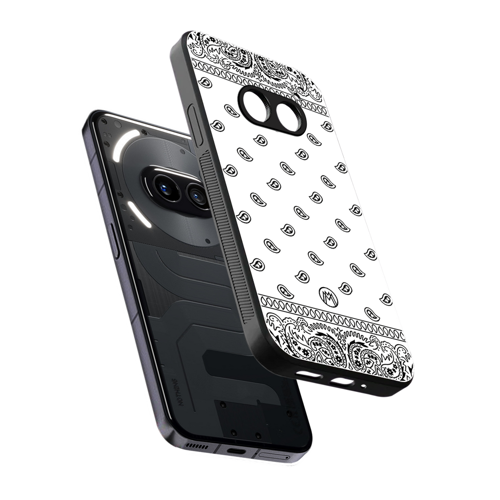 paisley white back phone cover | glass case for nothing phone 2a