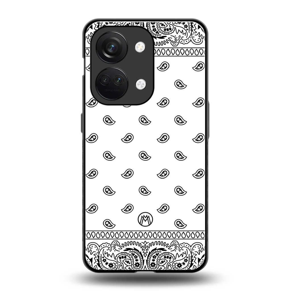 paisley white back phone cover | glass case for oneplus nord 3