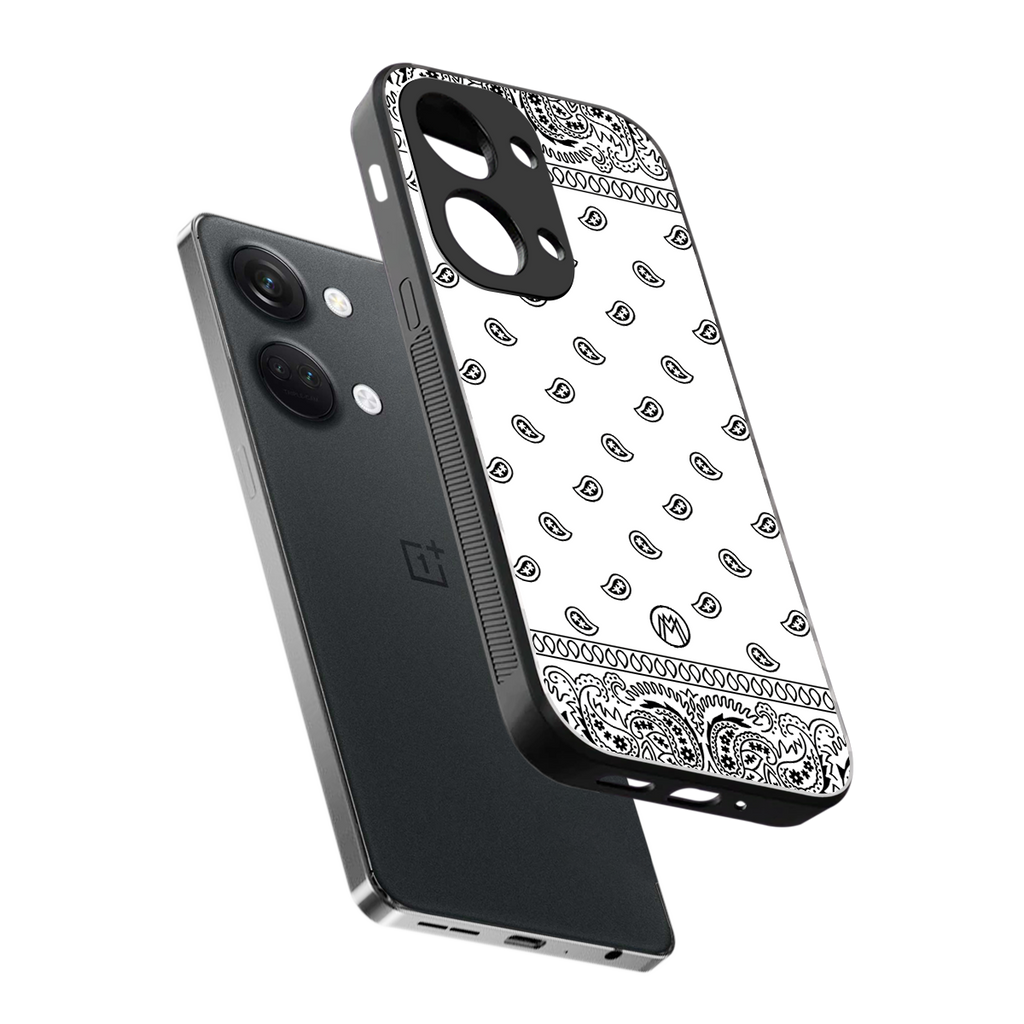 paisley white back phone cover | glass case for oneplus nord 3
