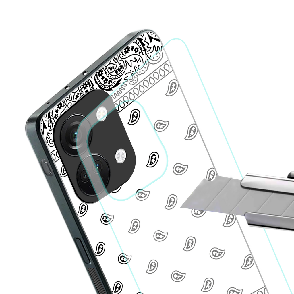 paisley white back phone cover | glass case for oneplus nord 3