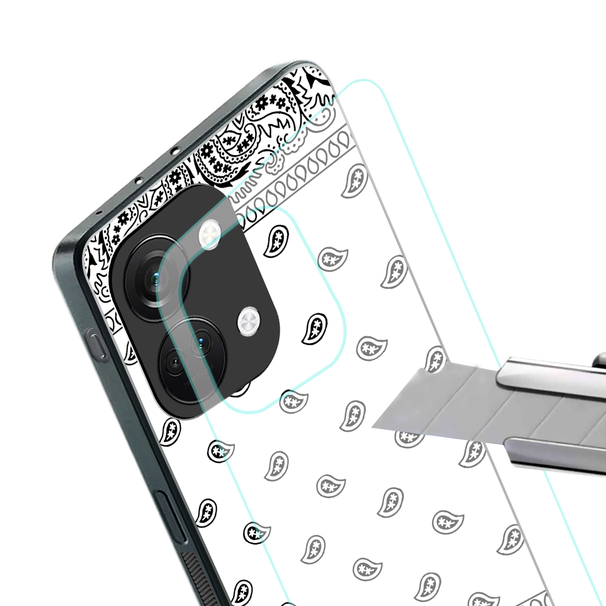 paisley white back phone cover | glass case for oneplus nord 3