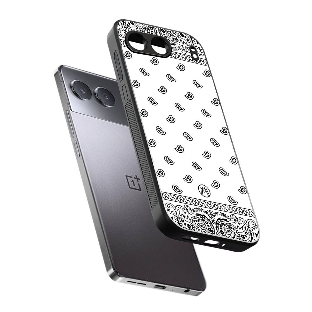 paisley white back phone cover | glass case for oneplus nord 4
