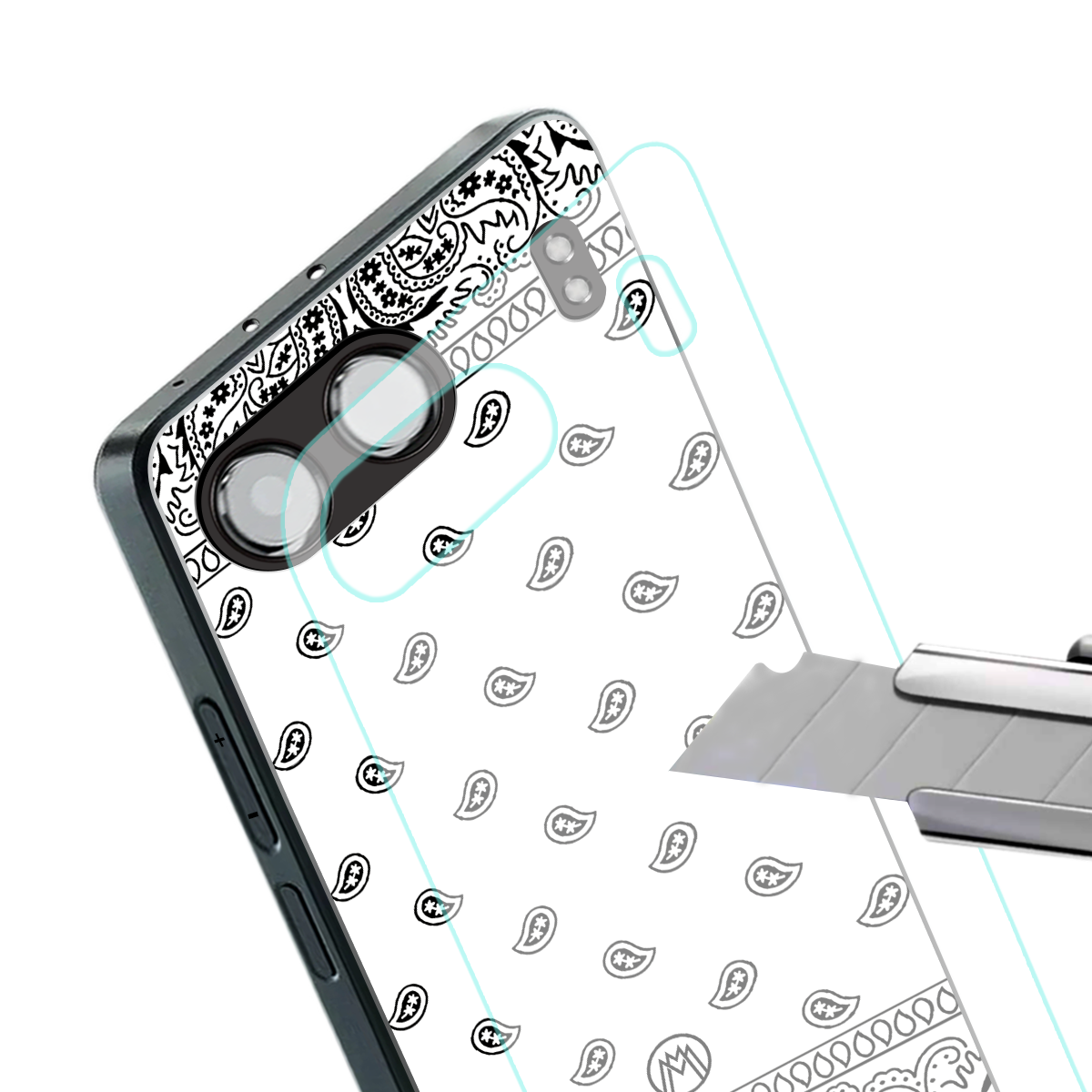 paisley white back phone cover | glass case for oneplus nord 4