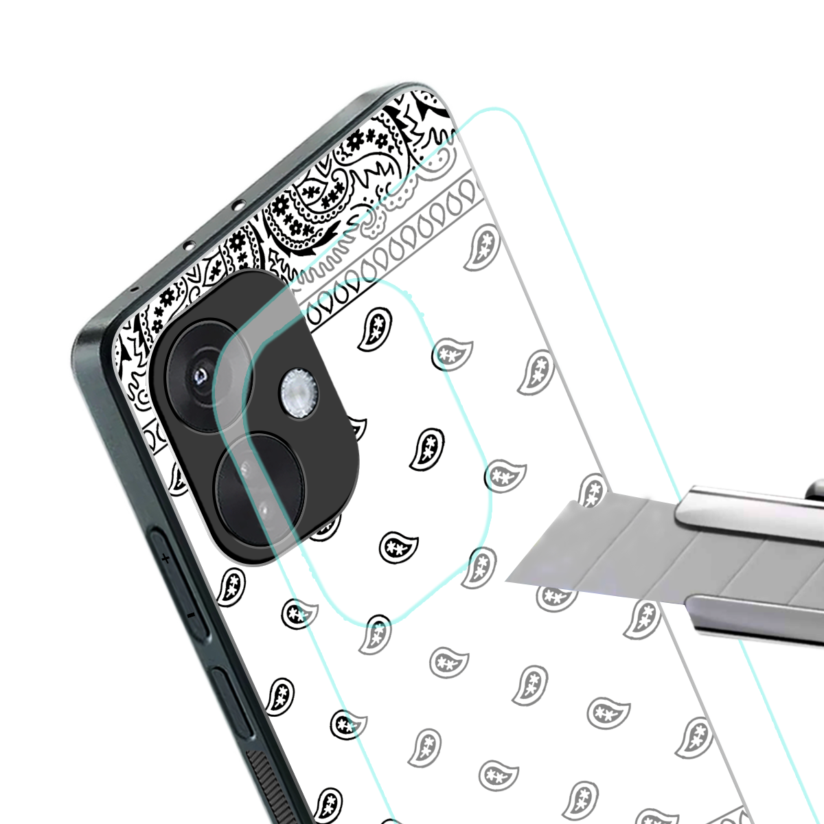 paisley white back phone cover | glass case for oneplus nord ce 3