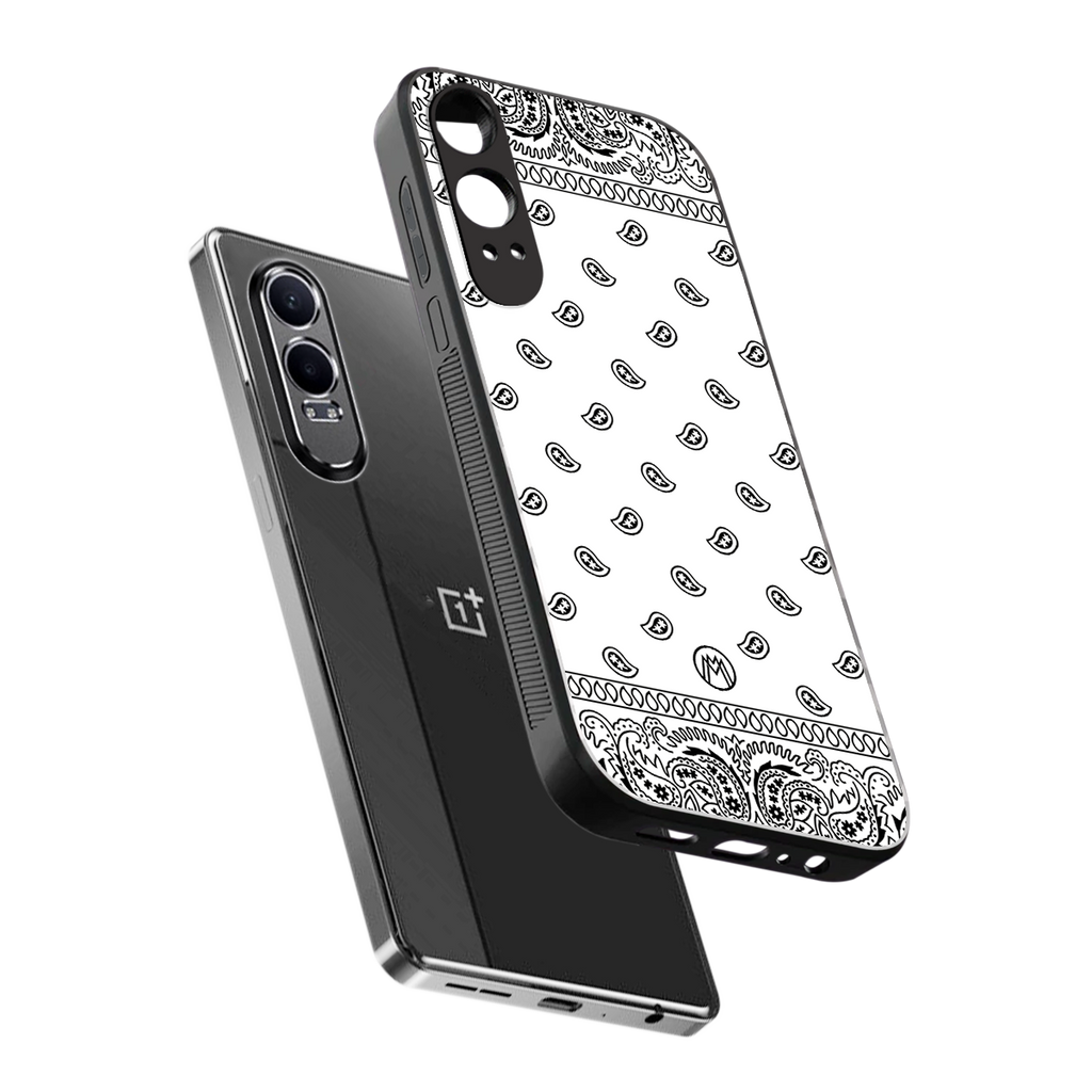 paisley white back phone cover | glass case for oneplus nord ce 4 lite