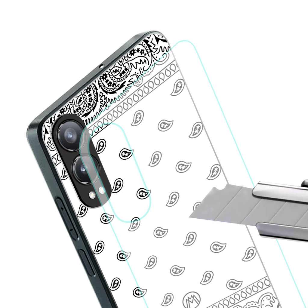 paisley white back phone cover | glass case for oneplus nord ce 4 lite