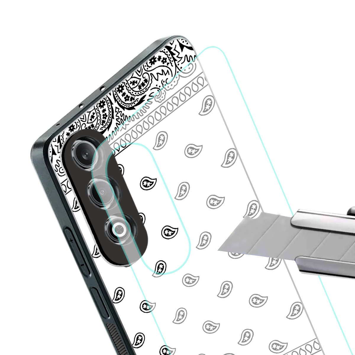 paisley white back phone cover | glass case for oneplus nord ce 4