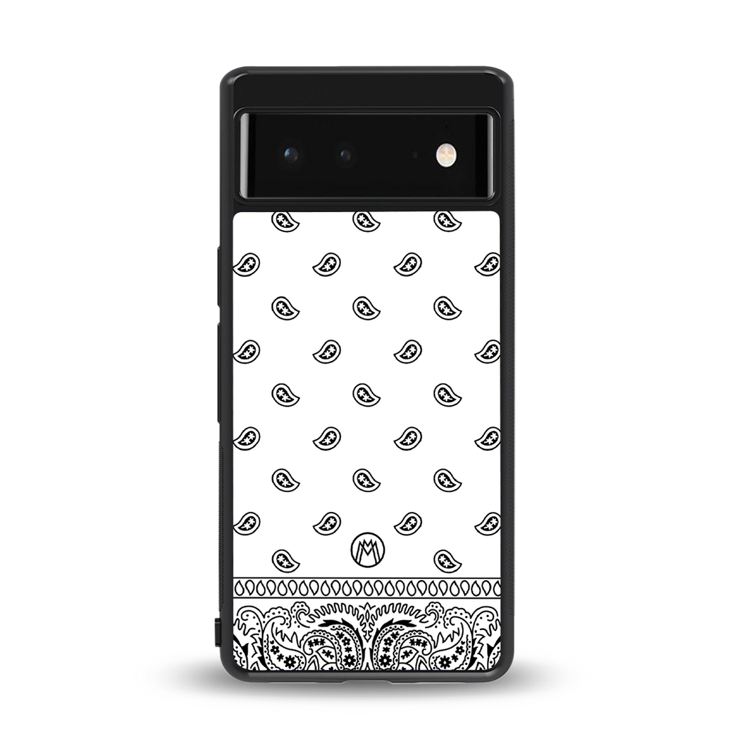 paisley white back phone cover | glass case for google pixel 6