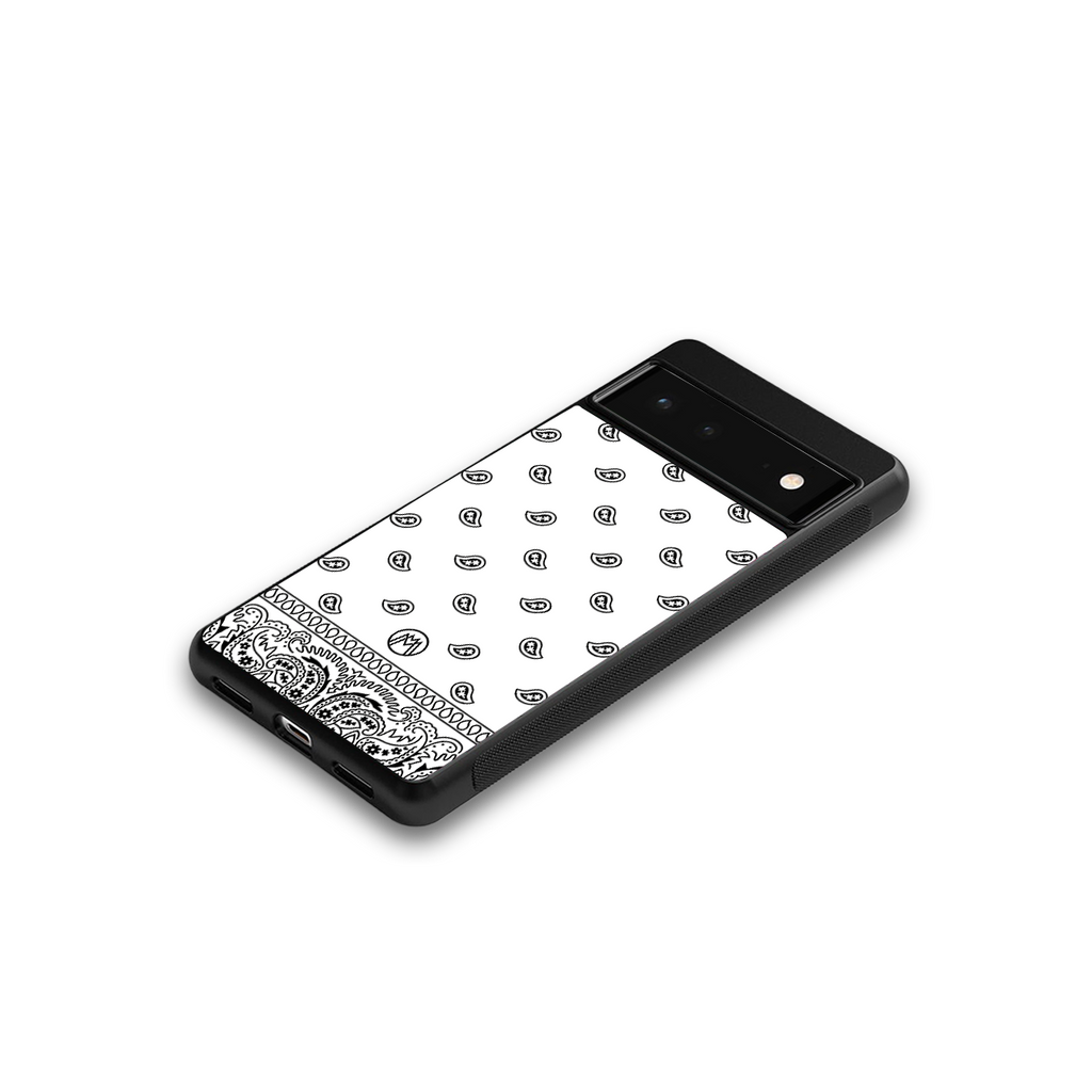 paisley white back phone cover | glass case for google pixel 6