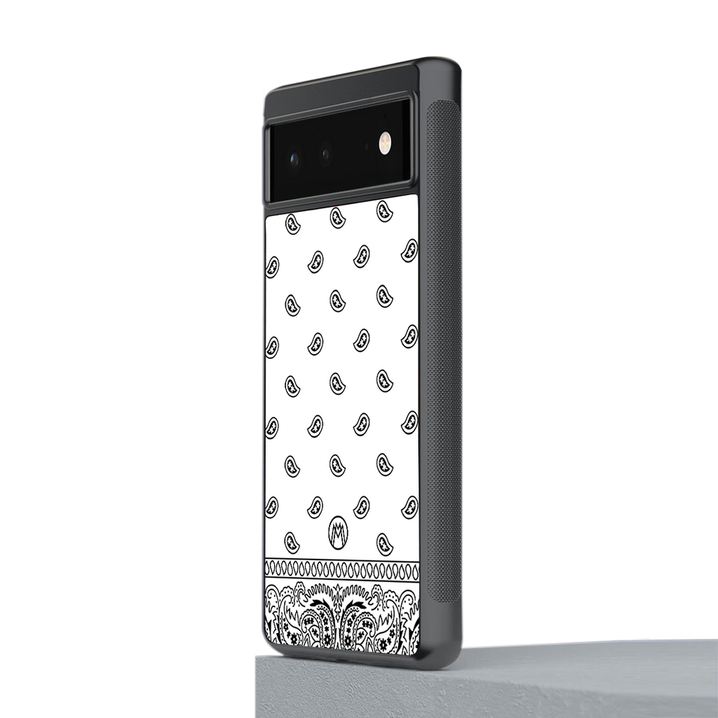 paisley white back phone cover | glass case for google pixel 6