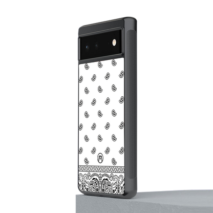 paisley white back phone cover | glass case for Google Pixel 6A