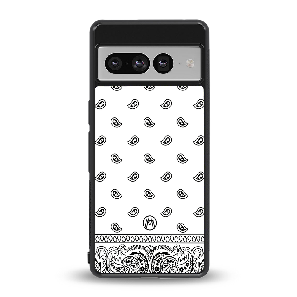paisley white back phone cover | glass case for google pixel 7 pro