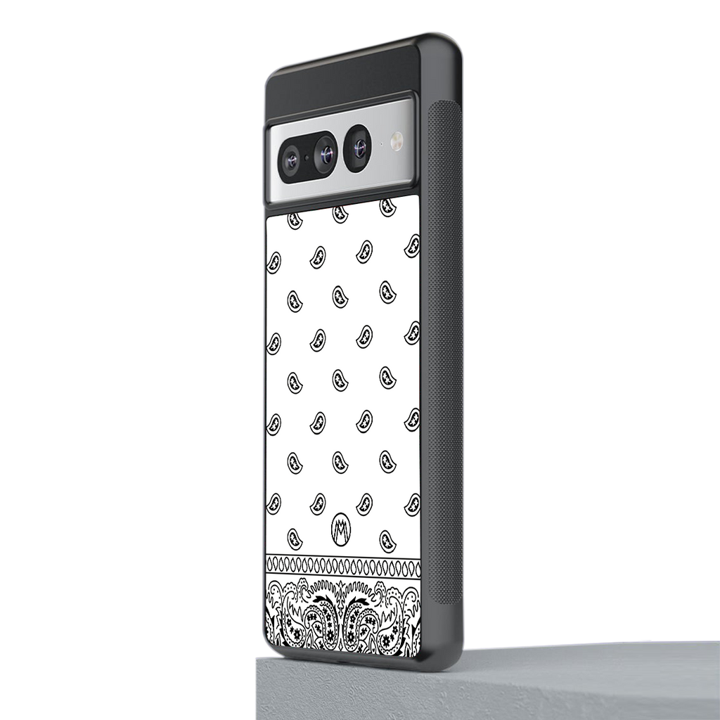 paisley white back phone cover | glass case for google pixel 7 pro