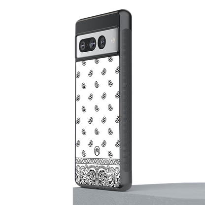 paisley white back phone cover | glass case for google pixel 7 pro