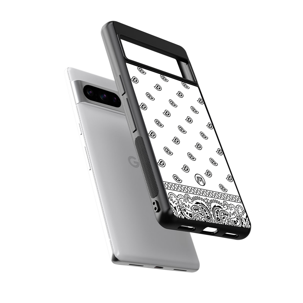 paisley white back phone cover | glass case for google pixel 8 pro