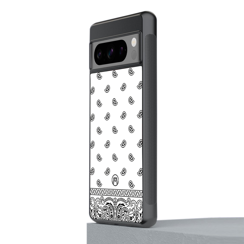 paisley white back phone cover | glass case for google pixel 8 pro