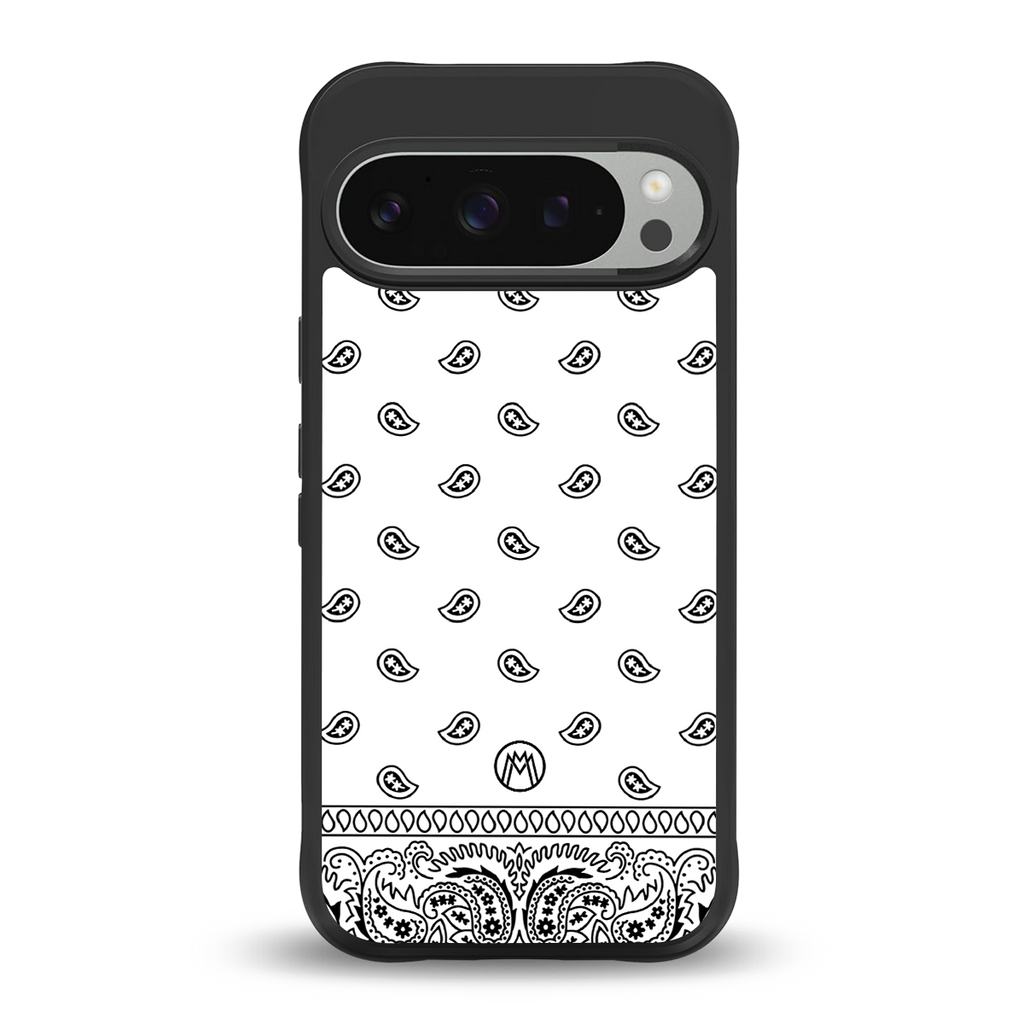paisley white back phone cover | glass case for google pixel 9 pro