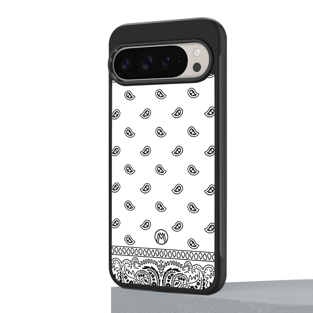 paisley white back phone cover | glass case for google pixel 9 pro