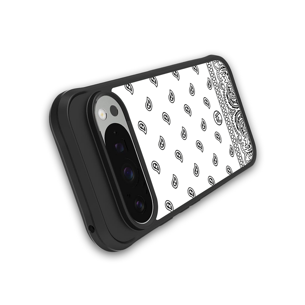 paisley white back phone cover | glass case for google pixel 9 pro