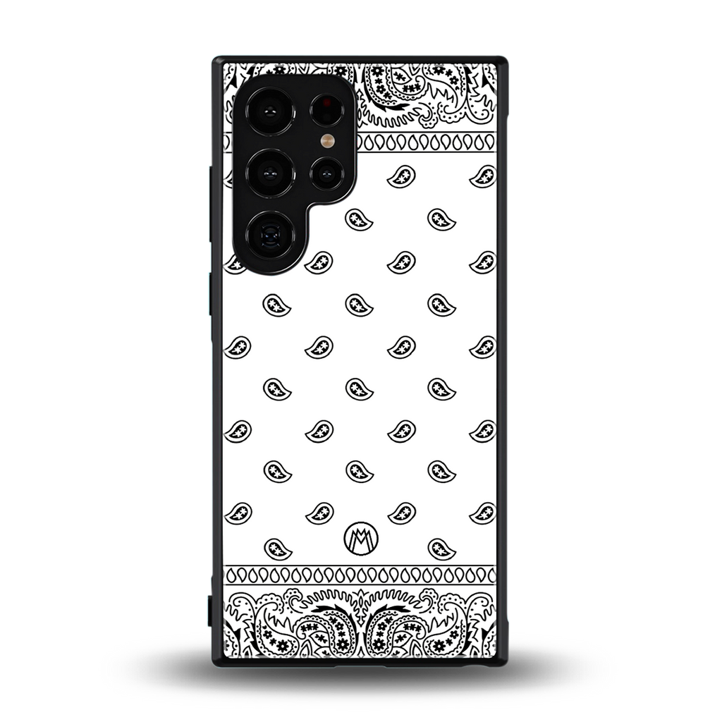 paisley white back phone cover | glass case for samsung galaxy s23 ultra