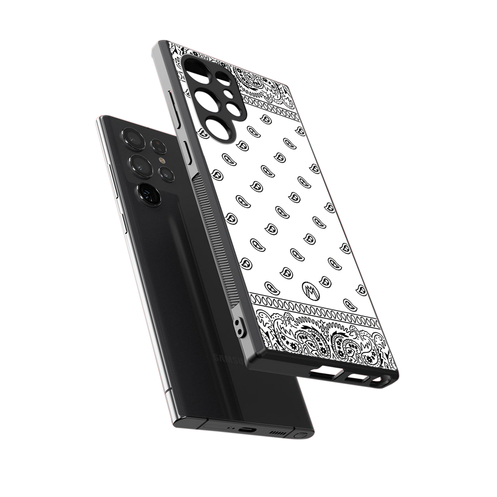 paisley white back phone cover | glass case for samsung galaxy s23 ultra