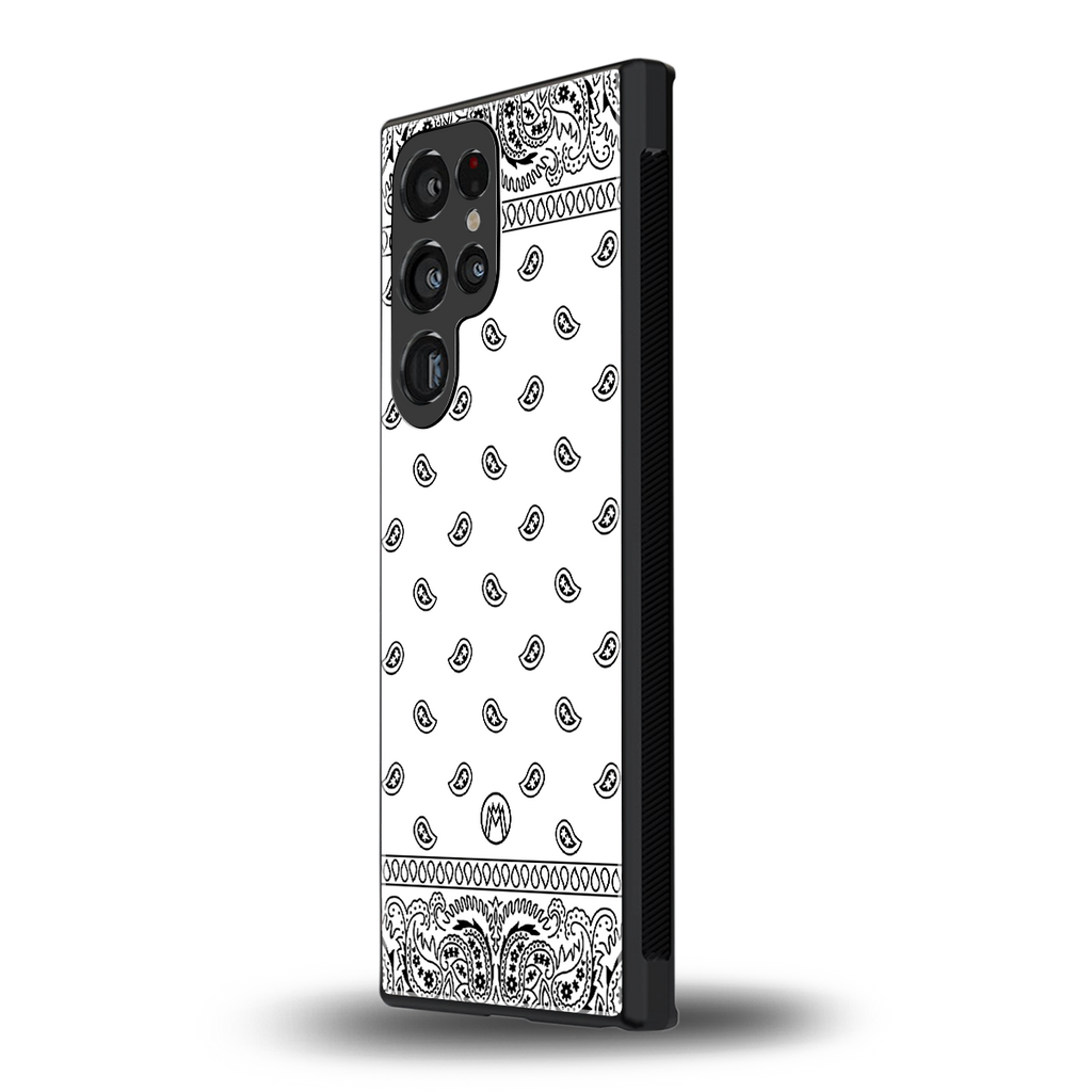 paisley white back phone cover | glass case for samsung galaxy s23 ultra
