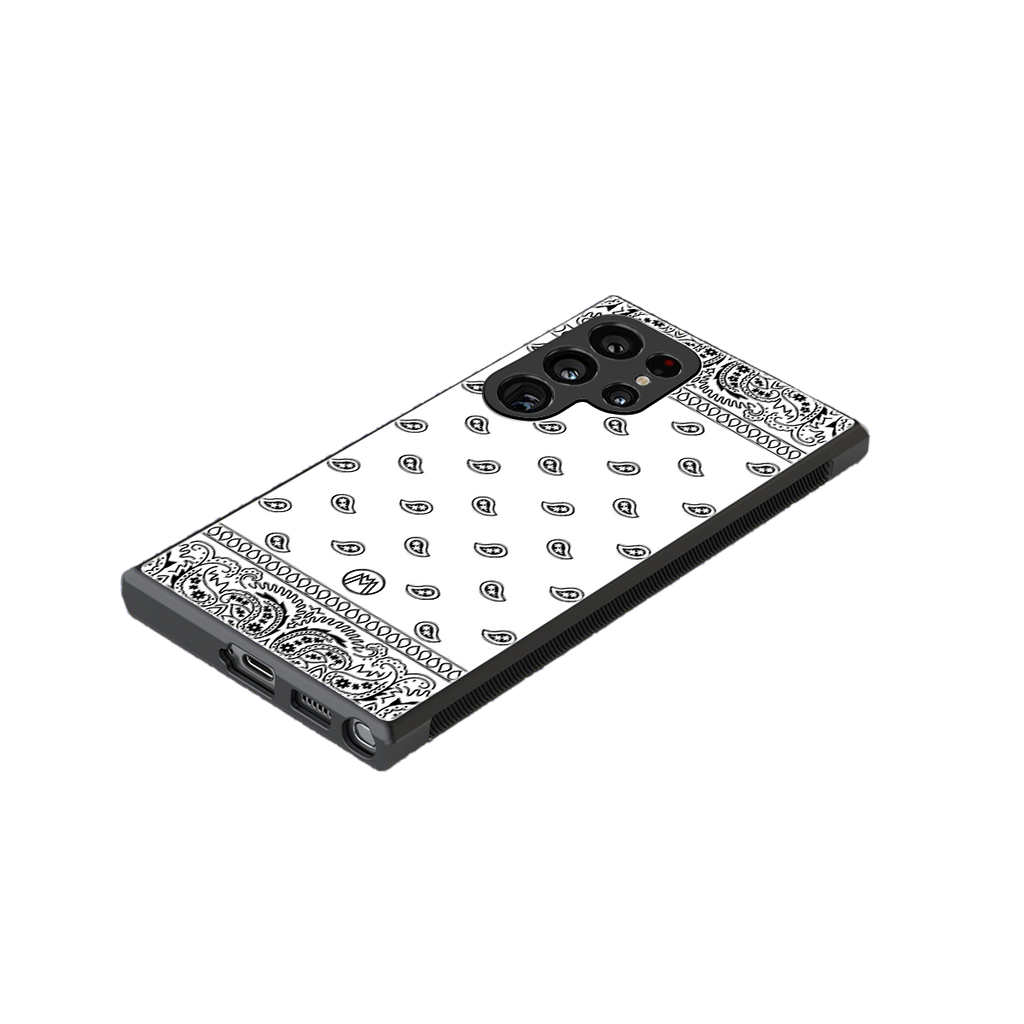 paisley white back phone cover | glass case for samsung galaxy s23 ultra