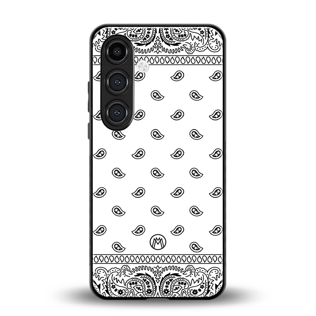 paisley white back phone cover | glass case for samsung galaxy s25 plus