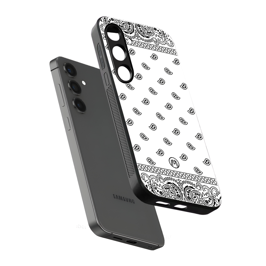 paisley white back phone cover | glass case for samsung galaxy s24 fe