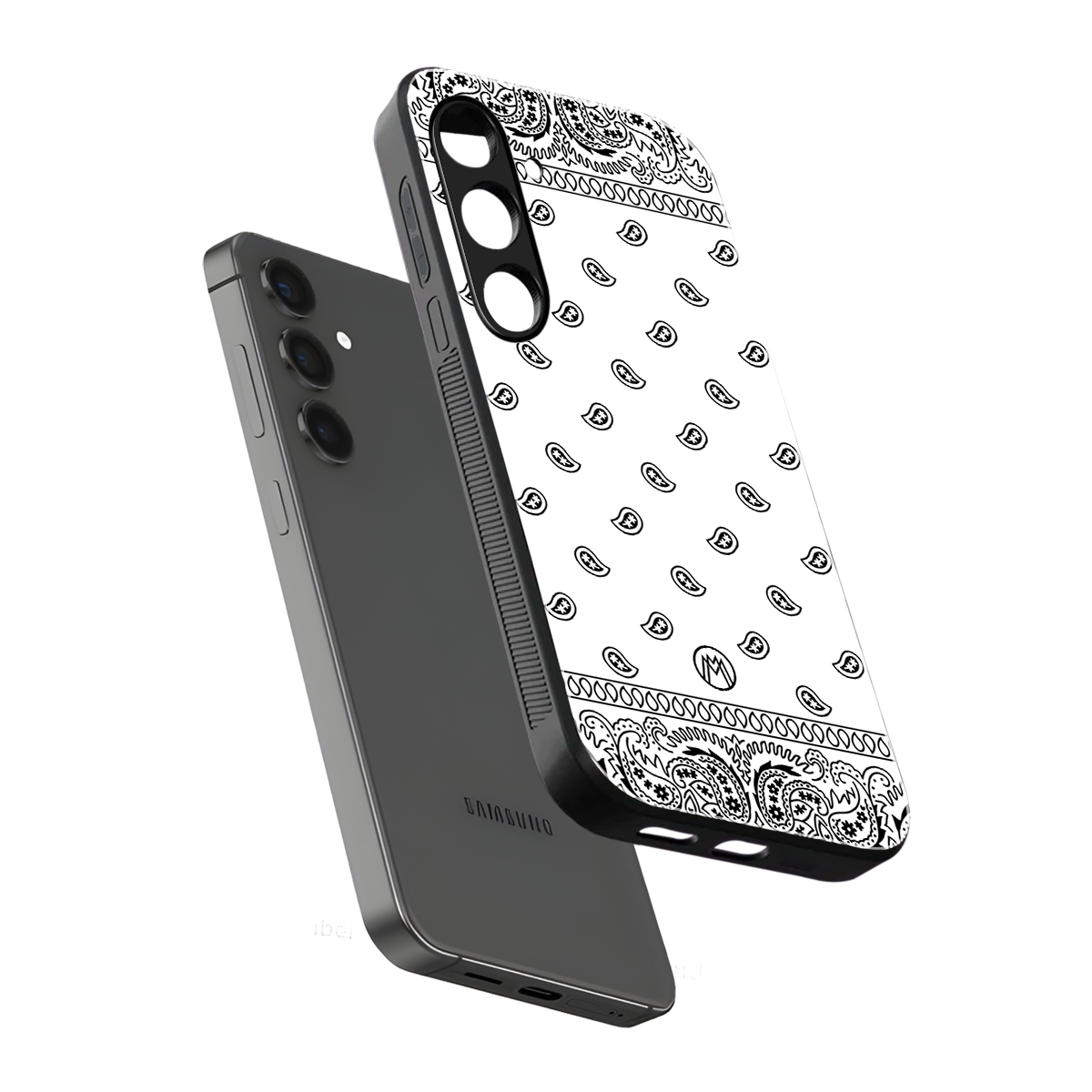 paisley white back phone cover | glass case for samsung galaxy s24 plus