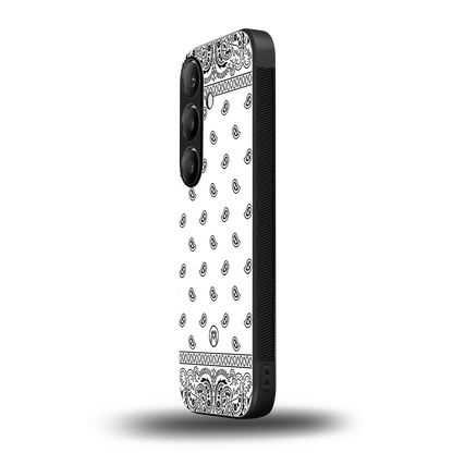 paisley white back phone cover | glass case for samsung galaxy s24 fe