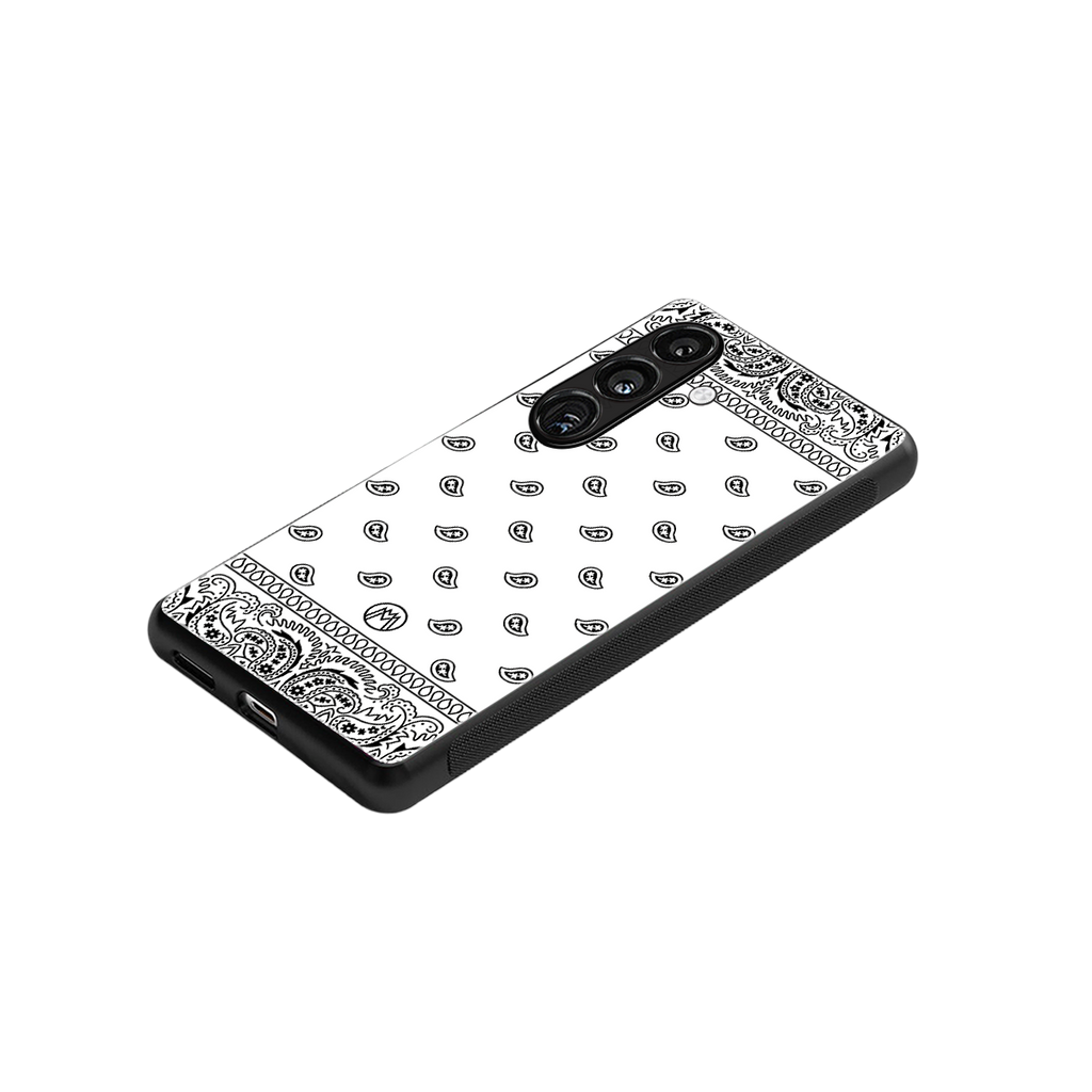paisley white back phone cover | glass case for samsung galaxy s24 plus