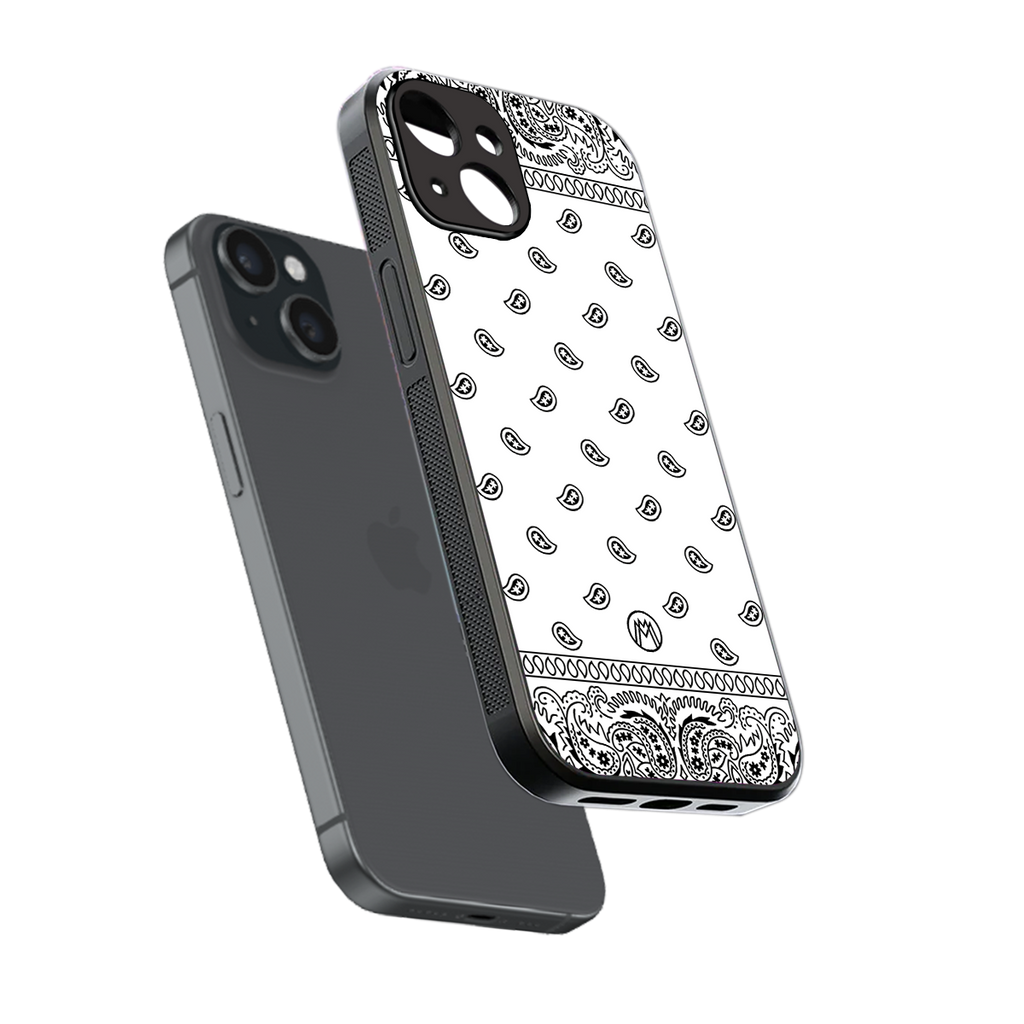 paisley white back phone cover | glass case for iphone 15