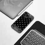 paisley black back phone cover | glass case for google pixel 9 pro xl